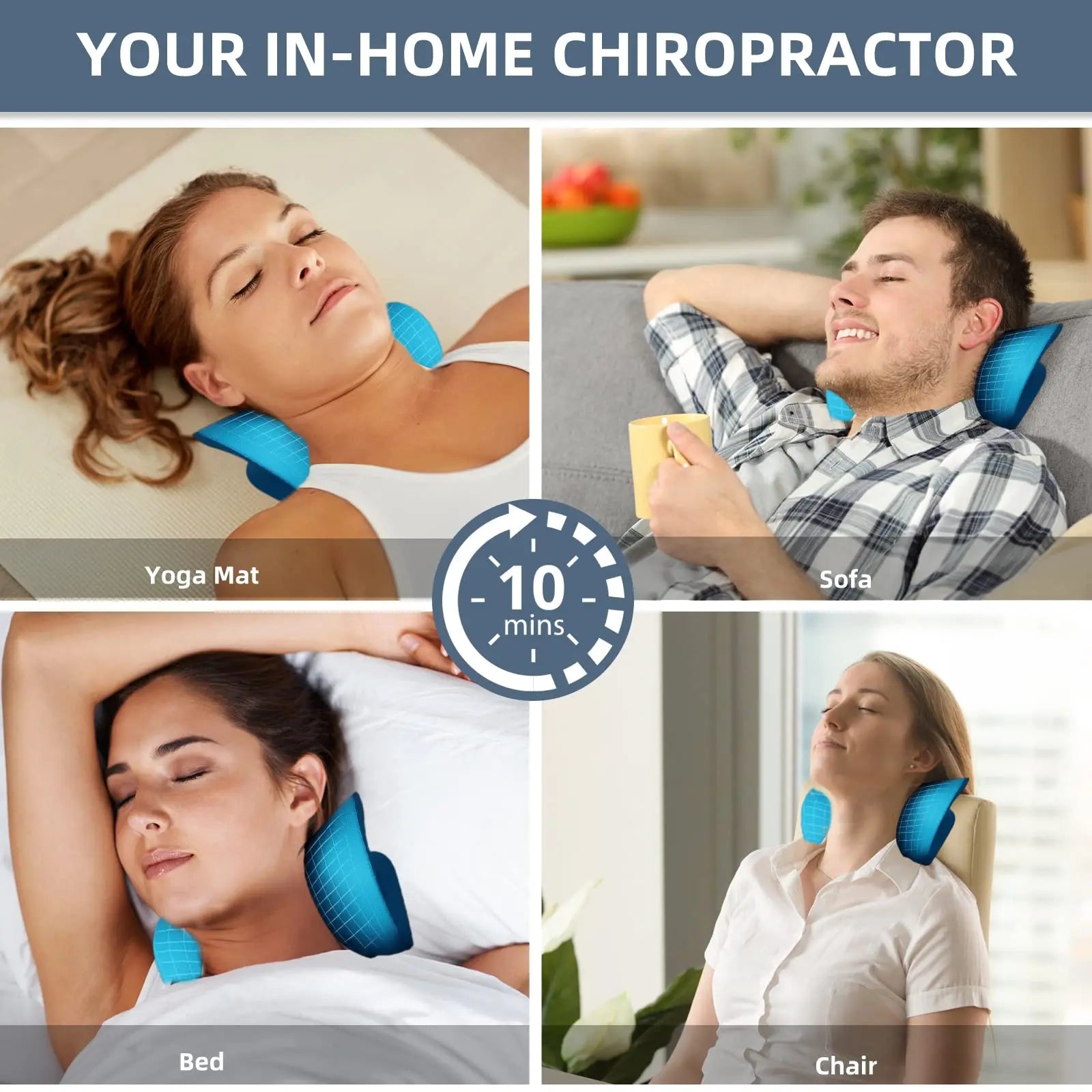 Neck Shoulder Stretcher Relaxer Massage Pillow Cervical Chiropractic Traction Device for Pain Relief Cervical Spine Alignment